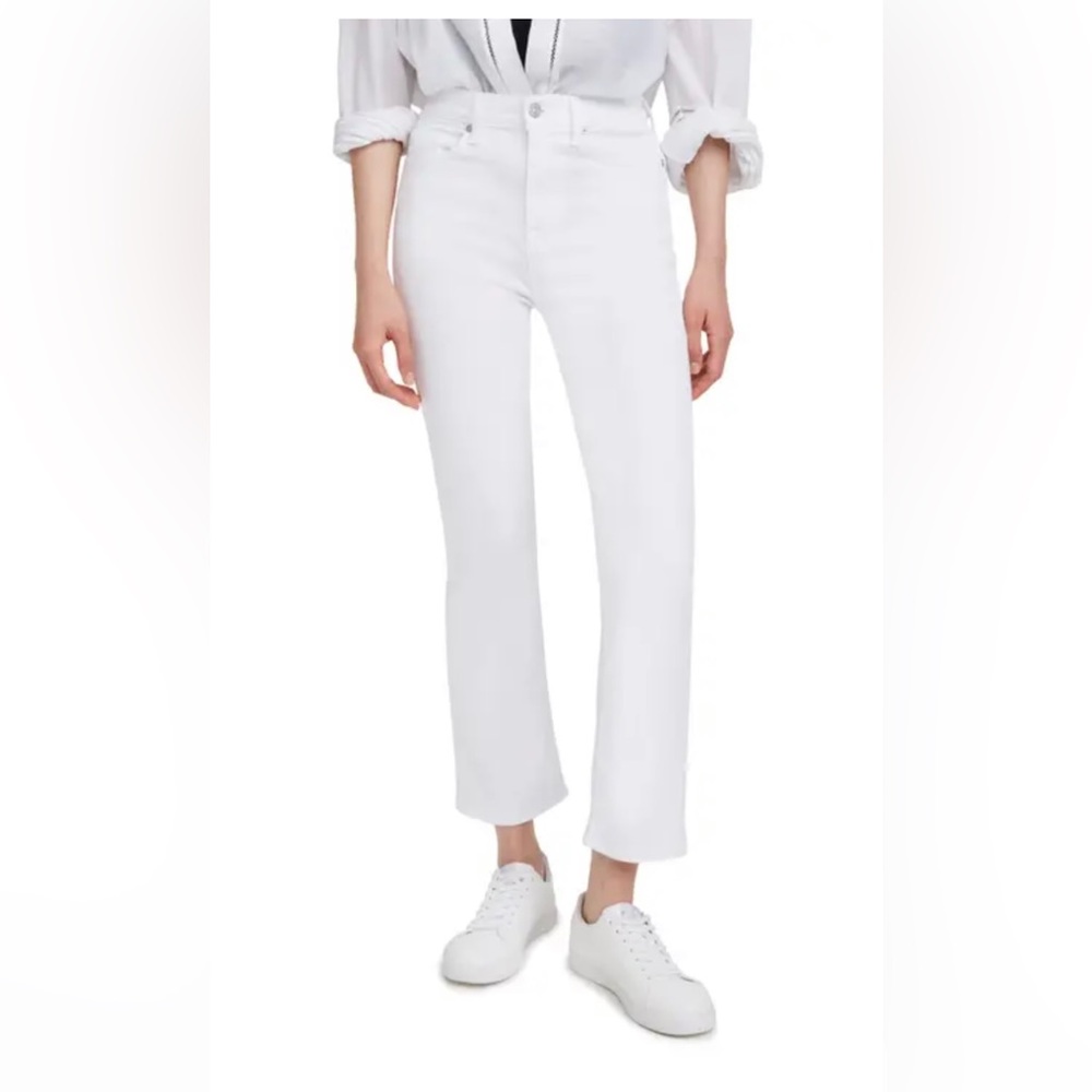 7 for All Mankind White High Rise Cropped Straight - 31